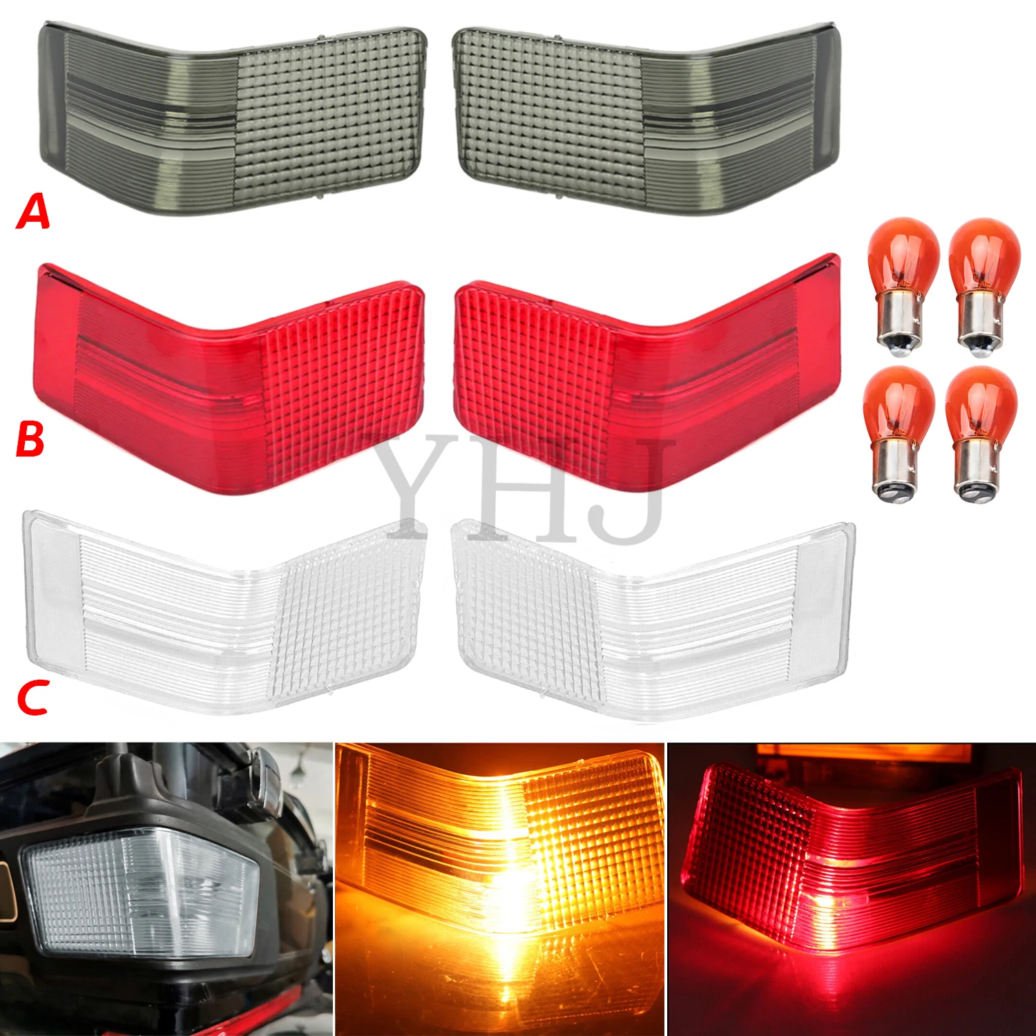 

1 Pair Tour Pak Lens Bulb Kit For Harley Motorcycle Tour Glide Ultra Classic FLTCU FLHTCU 1989-2013 Clear/Red/Smoke