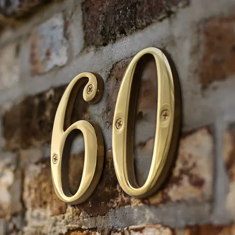 1pc 101mm Brass House Number Outdoor 4 inch Metal Letter Apartment Door Number Mailbox Address Sign #0-9 With Screws