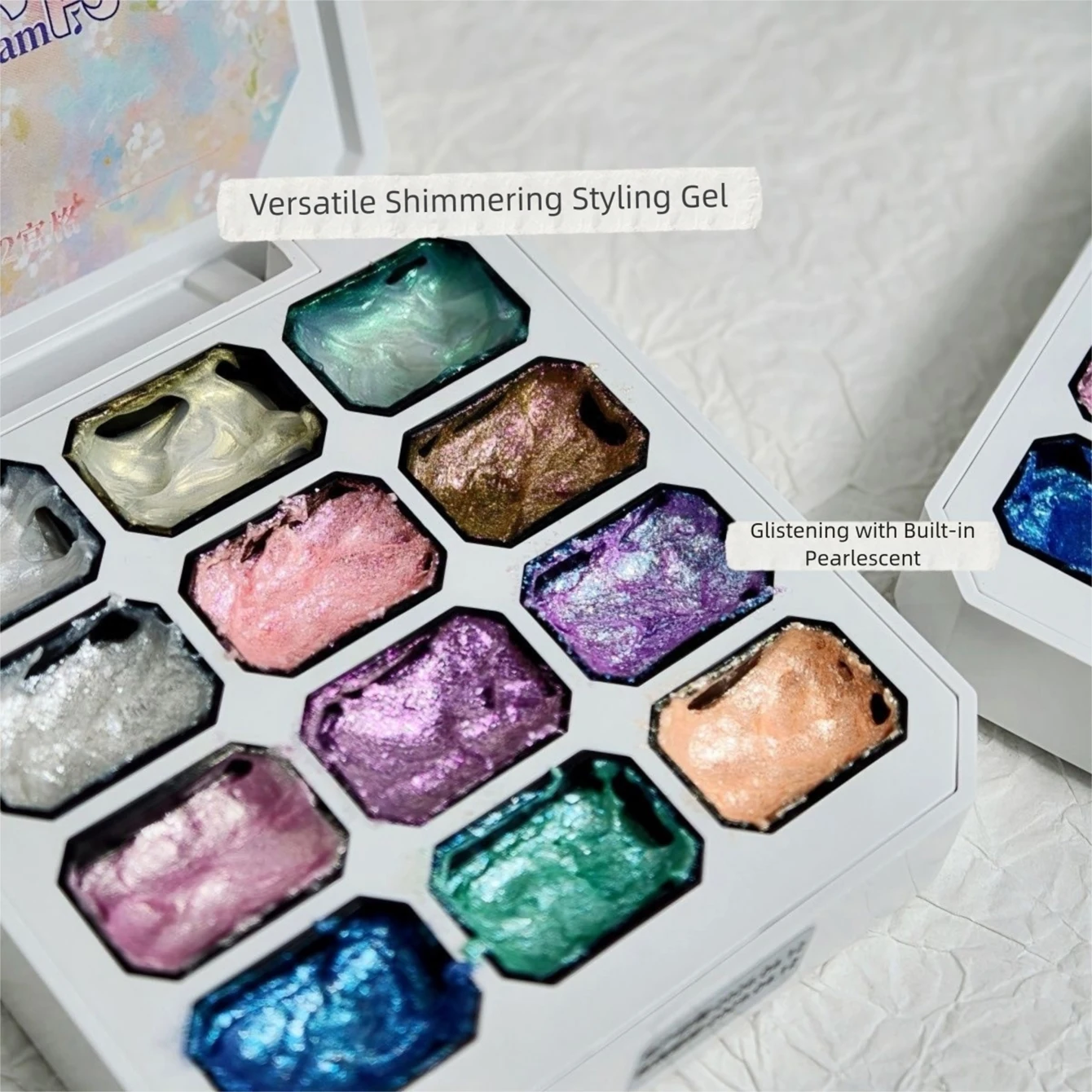 12-color Fairy Pearl Light Powder Nail Art Solid Magic Mirror Powder Three-dimensional Relief Painting Glue Mermaid Aurora Mirro