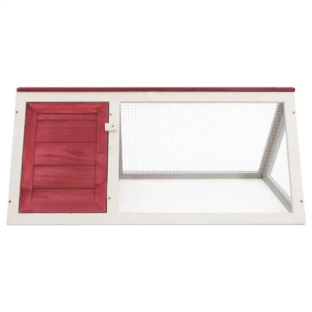 Red Wooden Rabbit Cage - Spacious Pet Habitat for Small Animals, Stylish & Durable Design