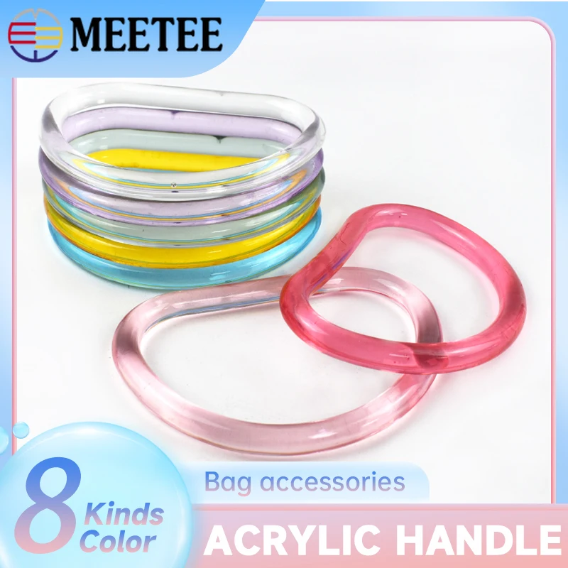 

1-5Pcs 10cm Acrylic Clear D Ring Handle Plastic Handbag Bags Handles Buckle Woven-bag Replacement Purse Frame Clasp Accessories