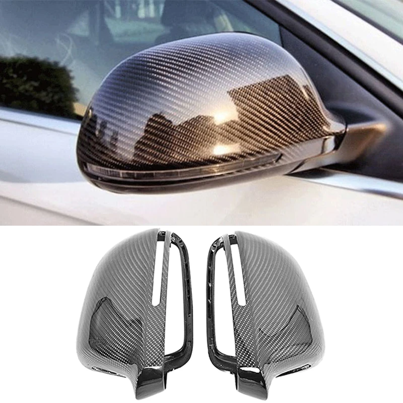 Car Rearview Mirror Covers Caps For Audi A4 B8 A5 Q3 S8 Replacement Side Mirror Covers Caps Shell With Side Assist Carbon Fiber