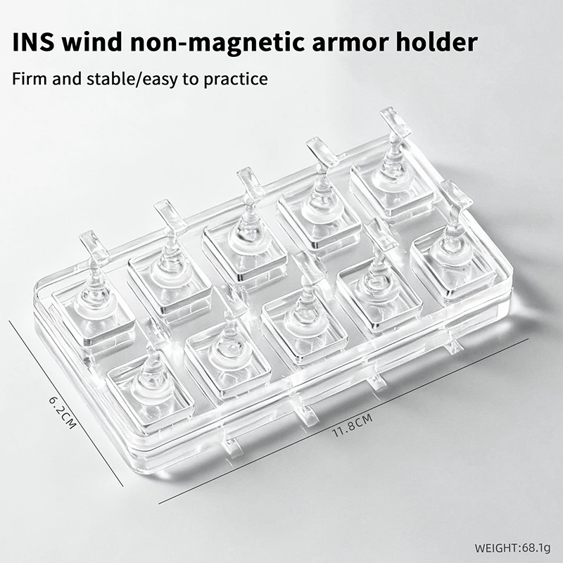 New 1/5/10 Grid Reusable Non-Magnetic Nail Stand Sample Nails Display Nail Polish Holder Nail Tips