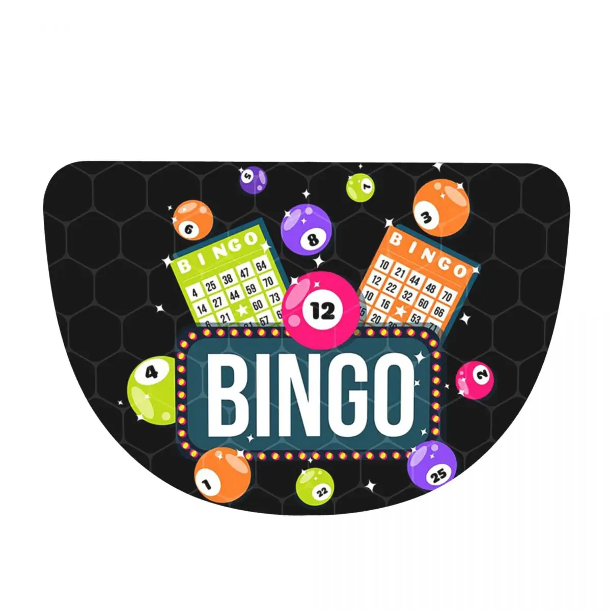Come For Bingo Game Soft Flannel Half Round Doormat Non Slip Bathroom Mat Absorbent Floor Carpet for Home Bedroom