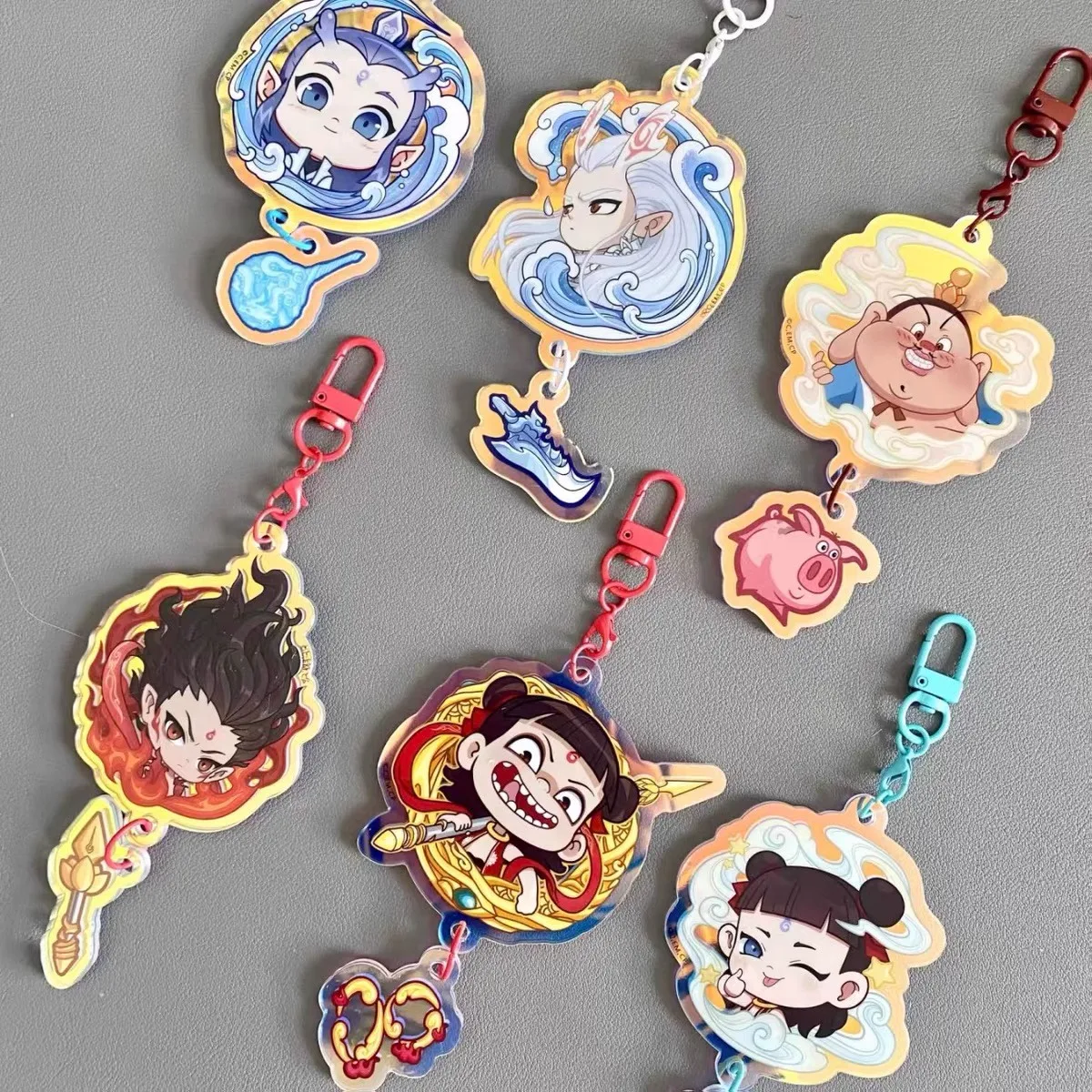 In Stock Official Genuine Nezha Acrylic Pendant Aobing Aoguang Keychain Movie Periphery Bag Decoration