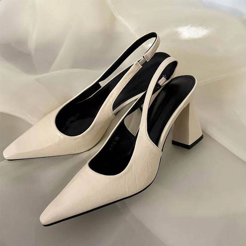Sandalias de Tacón Alto con Punta en Pico para Mujer, Zapatos Gruesos, Pantuflas de Verano 2026, Zapatos de Vestir de Marca de Lujo, Zapatos Destalonados, Sandalias Mujer