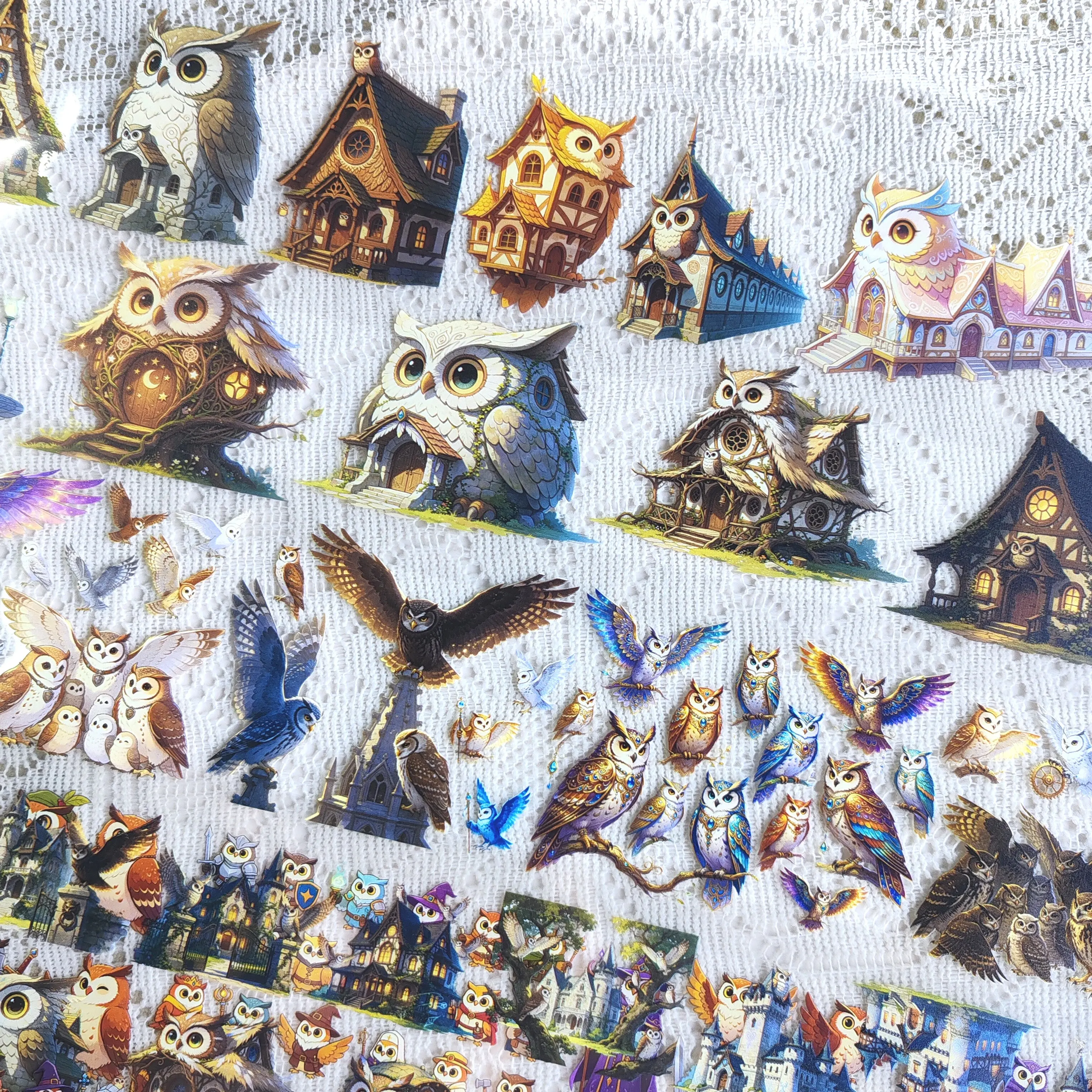 Fantasy Owl Town House Landscape Washi Tape Journal Decoration DIY Collage Gucca Scrapbooking Planner Decorative Stickers