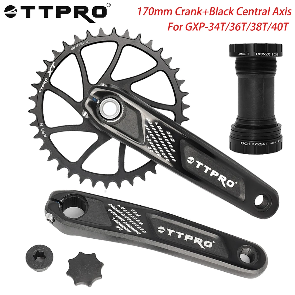 

Шатуны для горного велосипеда TTPRO TL80 170 мм-0 ° 34T/36T/38T/40T Черный диск с комплектом валов MTB Велосипедное оборудование