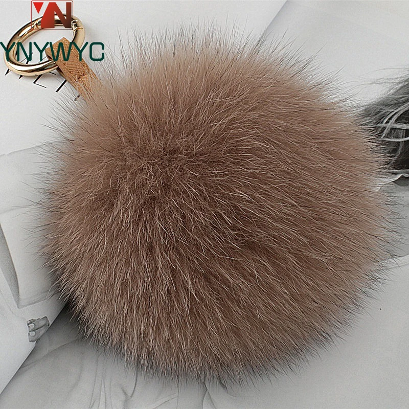 

Hot Sale Trendy 100% Real Big Fox Fur Pompom Ball Keychain Fluffy Fox Fur Keyring 13cm Handbag Car KeyChains Pendant Decorations