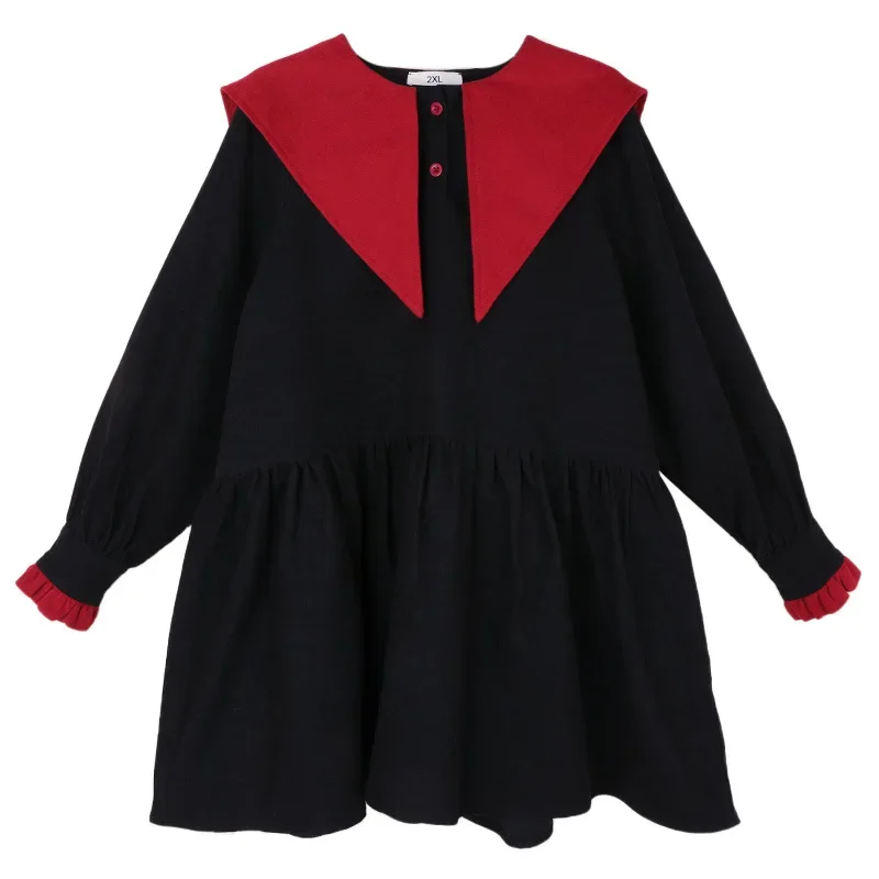 

Spring 2024 Red Black Long Sleeve Teens Girl Dress New Fashion Sailor Collar Kids Party Dresses Autumn Clothes For Girls School