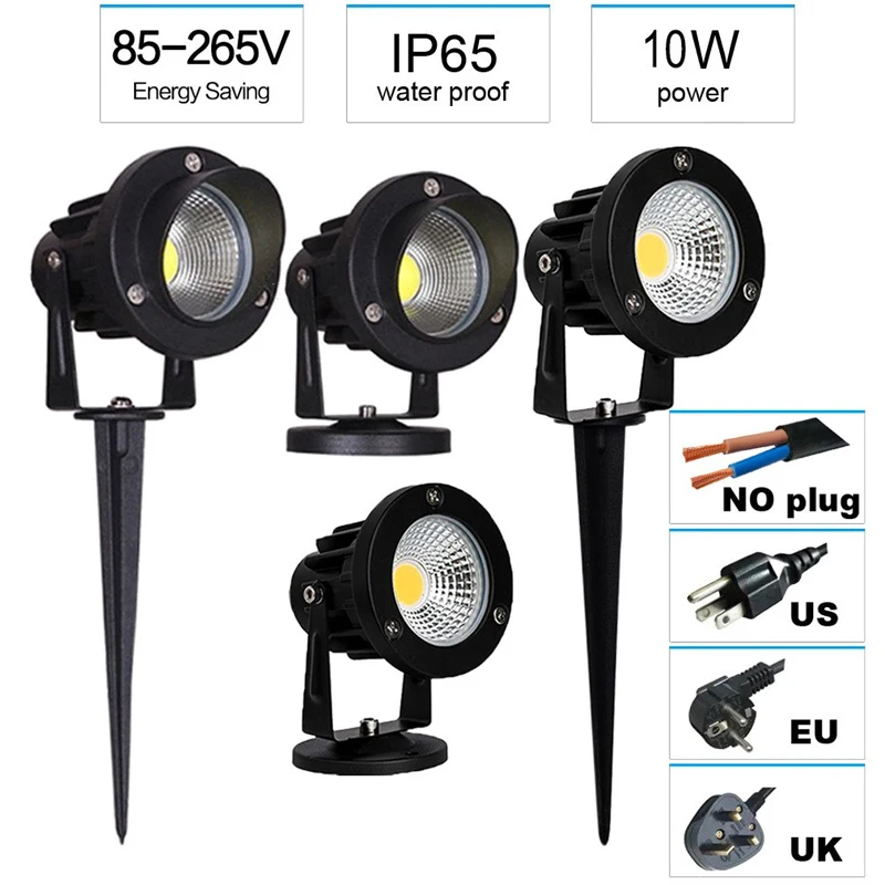 EU/Us-stecker LED Garten Rasen Lampe 10W 15W Wasserdicht IP65 220V12V24V Landschaft Spike Birne Garten weg Rasen COB Strahler