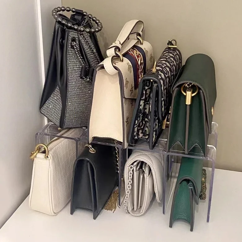 

Handbag Organizer for Closet, 6-Tier Handbag Holder Stand Divider Rack, Wardrobe Storage Shelves Display for Purses Bags