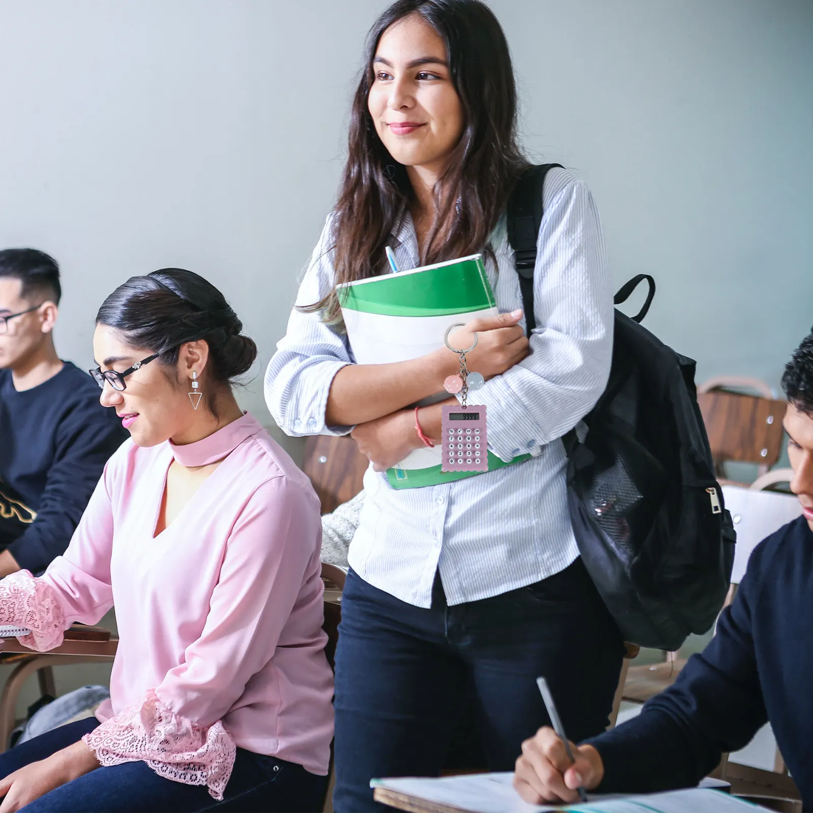 

Candy Color Portable Calculator 8 Digit Display Keychain Included Small Mini Calculator for Students School Stationery Gift