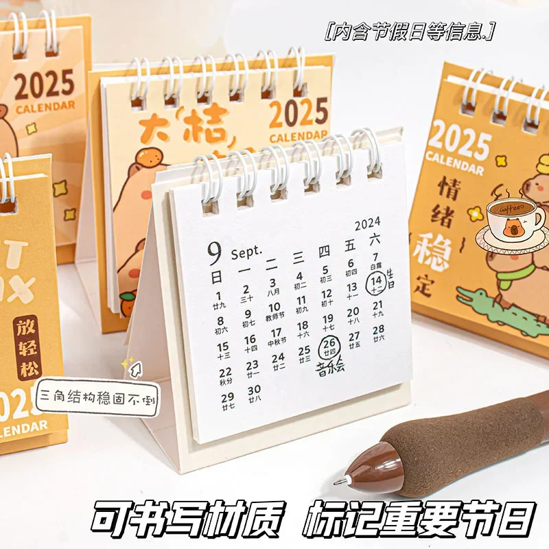 12PcsWholesale Creative Simple Cartoon Cute Pet Desk Calendar 2025 Student Stationery Desktop Ornament Clock in Monthly Calendar