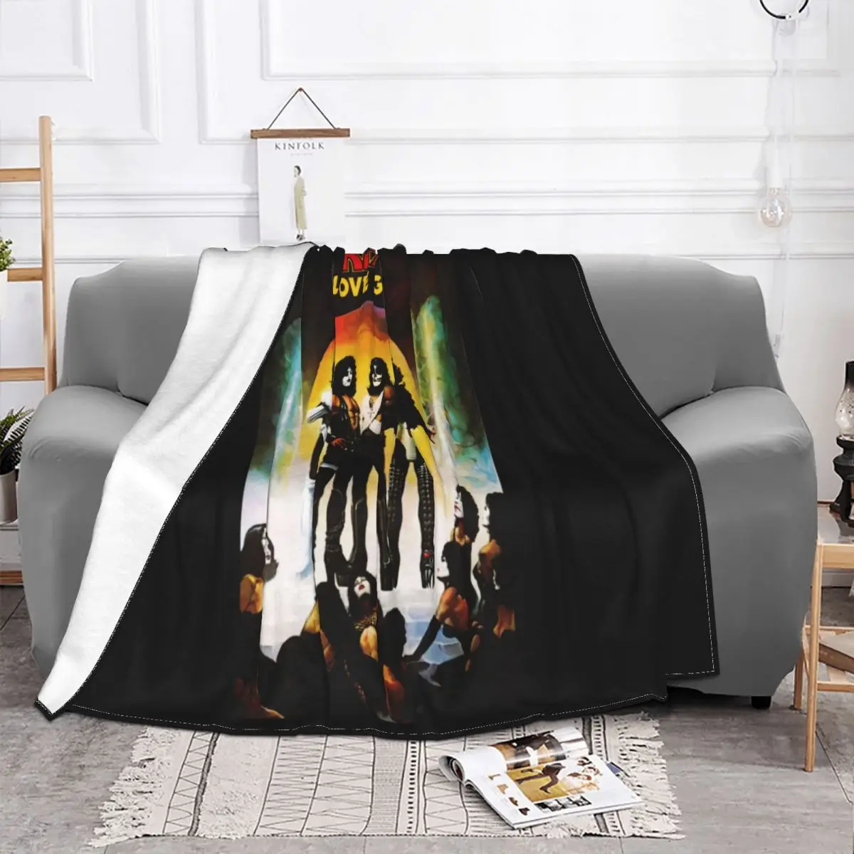 Kiss Rock N Roll Gene Simmons Band Love Gun Mens Black Mug Women Men Hot Sell Throw Blanket