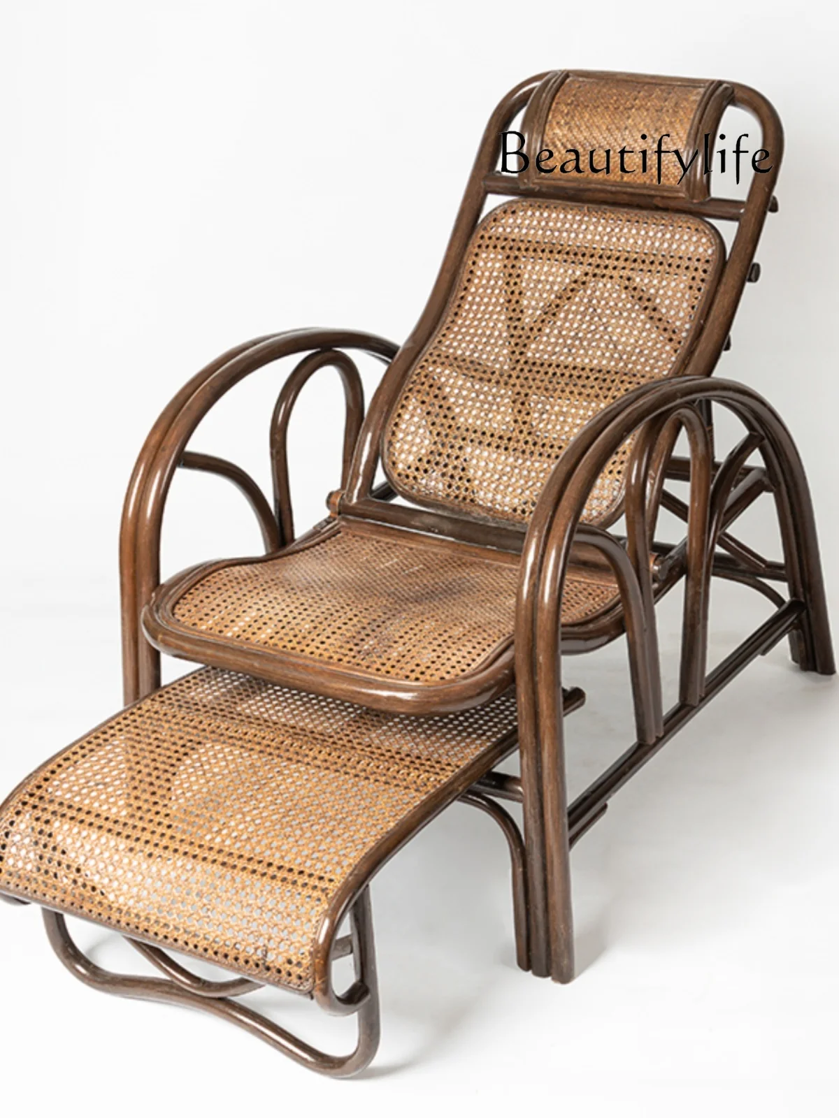 Office Lunch Break Old-Fashioned Recliner for the Elderly Hand-Woven Household Bamboo Rattan Chair Beach Chair Modern