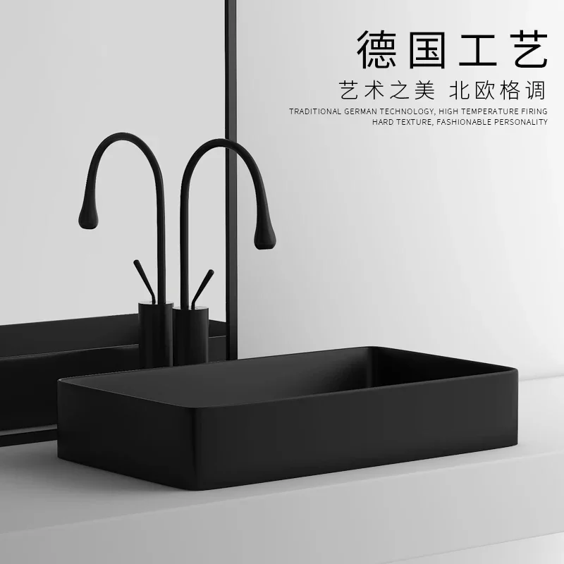 black countertop basin rectangular wash basin home washbasin matte matte matte washbasin balcony ceramic