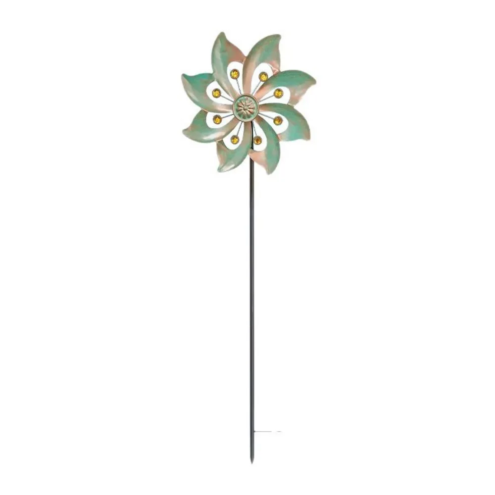 

Garden Stake Metal Wind Spinners Rotating Durable Double Windmill Sculpture Creative Flower Pinwheel Park