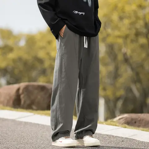 Mode Herr Casual Arbetskläder Enfärgade Byxor Stora Storlekar Slitstarka Raka Vida Benbyxor Utomhus Bekväma Höst Cargobyxor 10 best sales plus size techkläder - №6