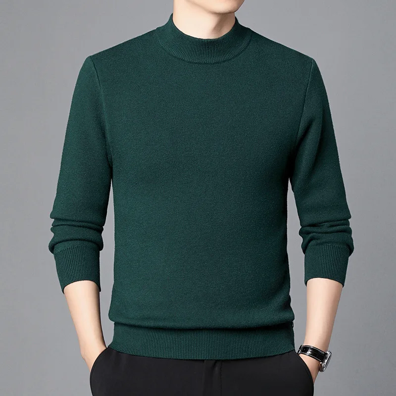 Men's Autumn and Winter New Half Turtleneck Solid Color Knitwear Fashion Casual Boutique Sweater Wholesale