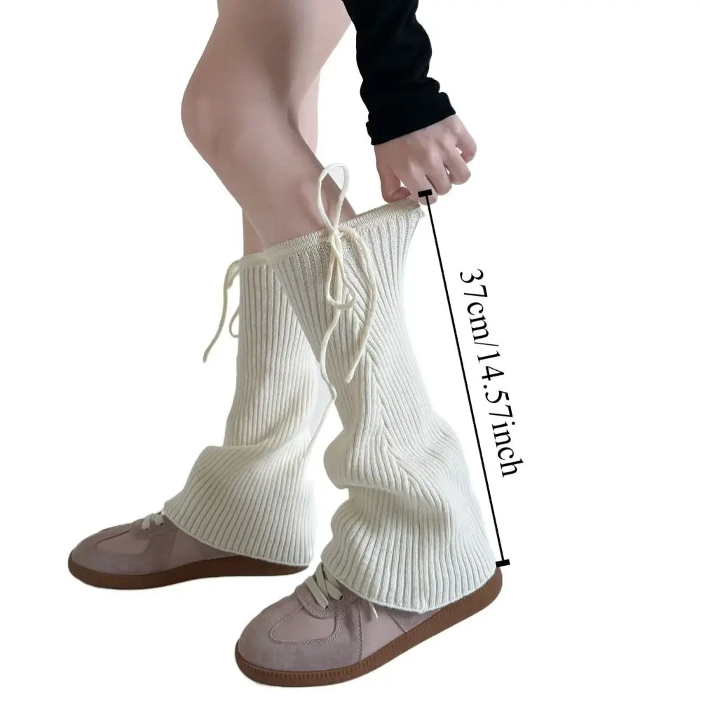 بلون الدانتيل يصل Bowknot غطاء الساق Y2K الحلو لوليتا الأحذية غطاء مرونة الدافئة الركبة عالية الفتيات الجوارب فتاة