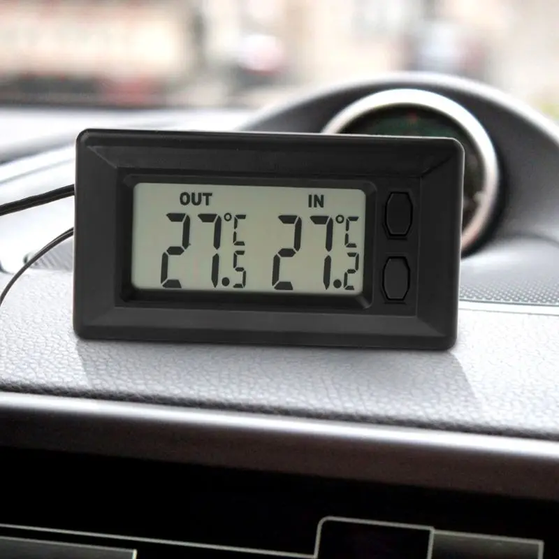 co530 เครื่องวัดอุณหภูมิจอ LCD รถยนต์แบบดิจิตอลใช้งานได้กับยานพาหนะเคเบิลยาว 1.5 ม. ทนทาน