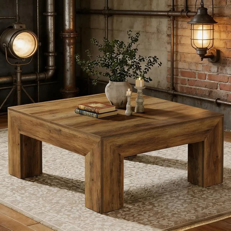 

Coffee Table, Farmhouse Square Accent Center Cocktail Table