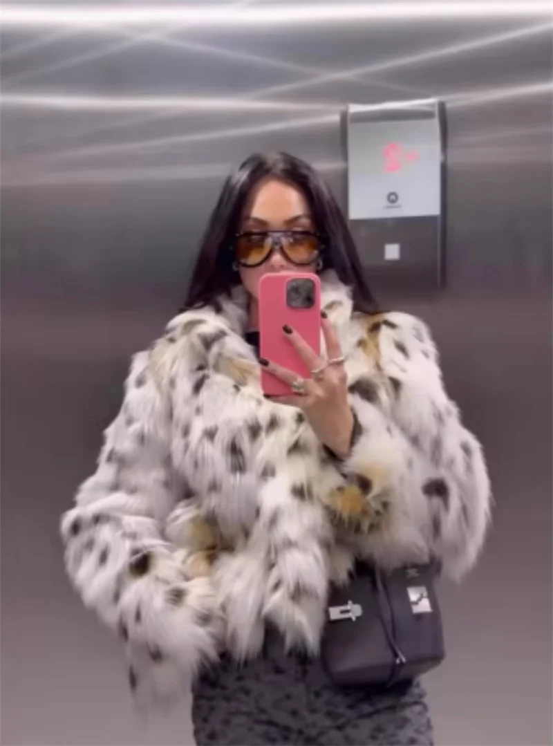 Guobioziy Women's Jacket 2026 Autumn/Winter New Fashionable Versatile Long-Sleeve Turn-Down Collar Faux Fur Loose Top