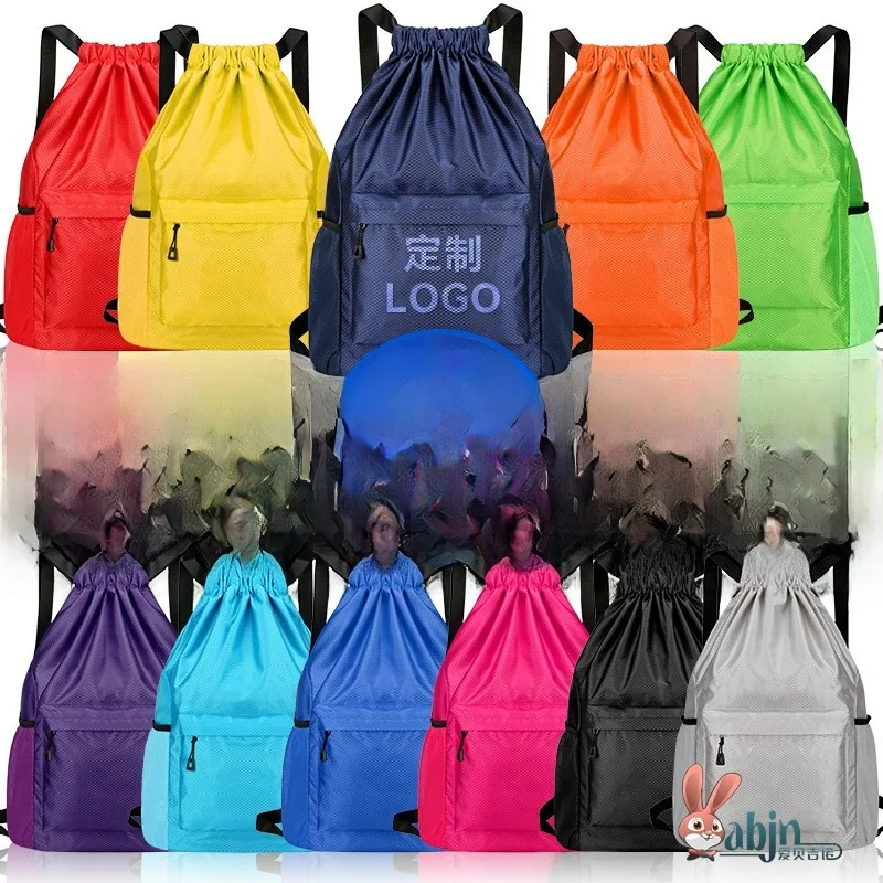 Simple Drawstring Backpack Logo Travel Bag Lightweight Basketball Bag Dual Shoulder Bag for Events And Fitness Activities