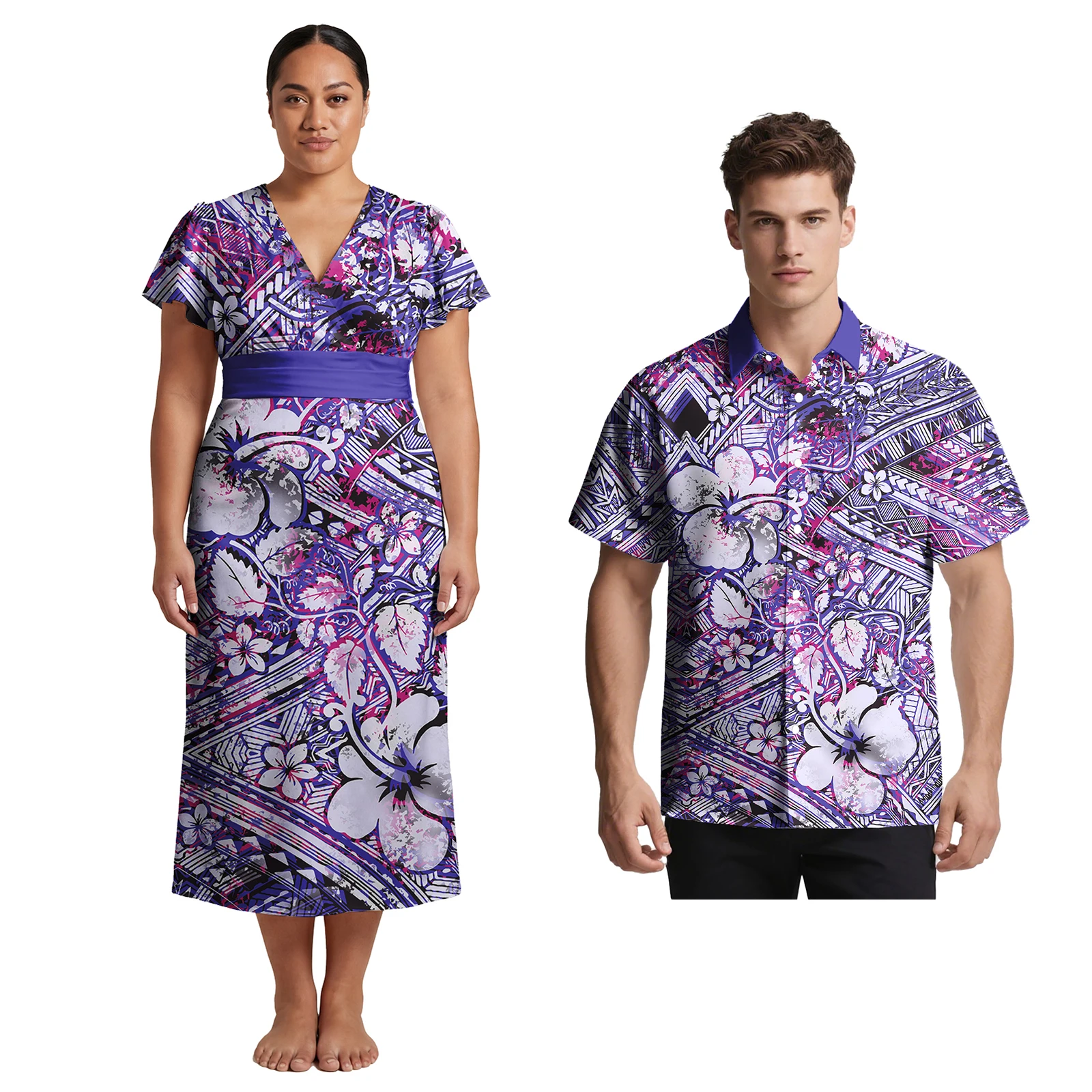 

Отличные парные наряды: Самоанские мужские рубашки на пуговицах, Полинезийские женские платья для вечеринок и выпускных, Гавайские комплекты с узором гибискуса для пар