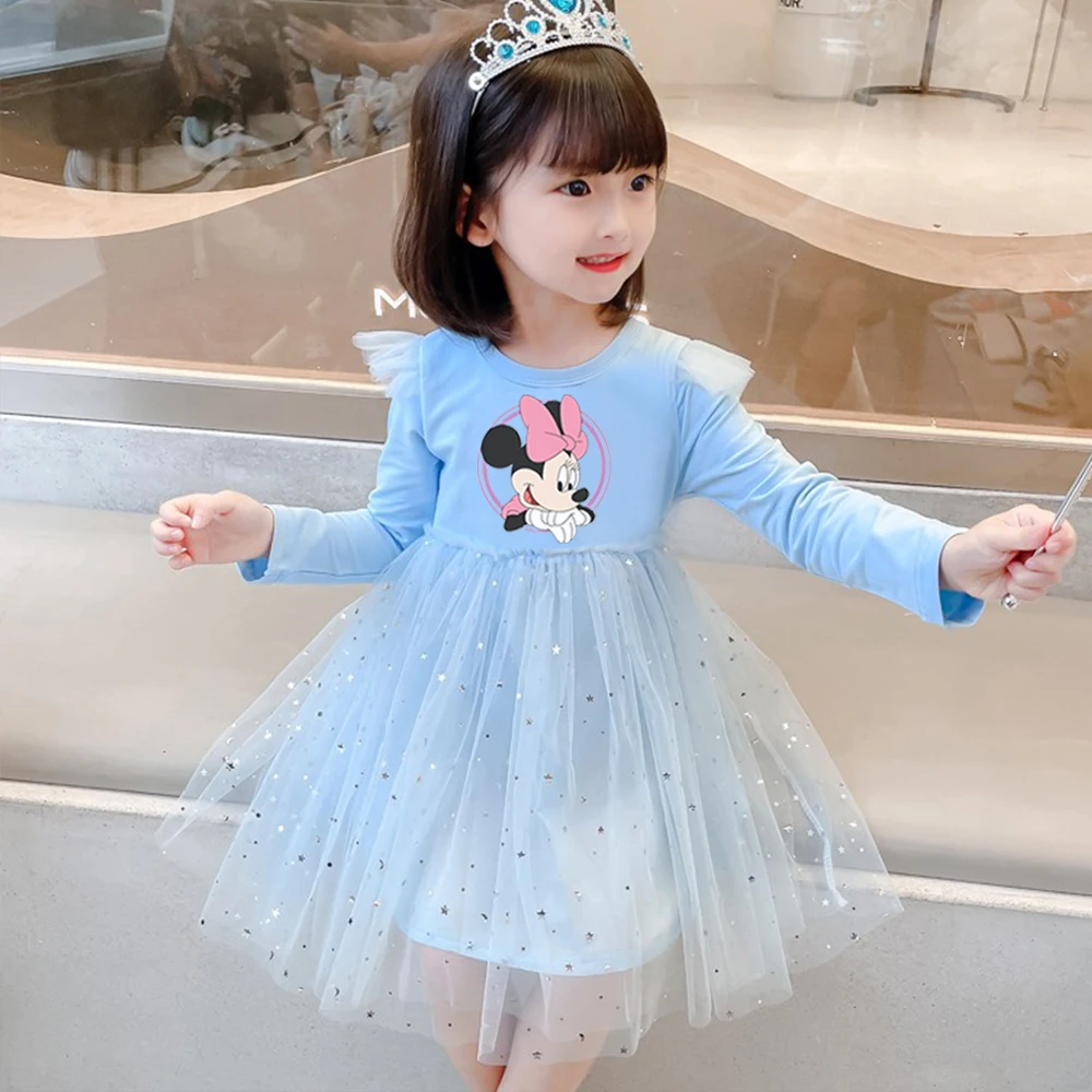 

Girls Dress Daisy New Kids Clothes Autumn Long sleeves Disney Children Minnie Princess Dresses Baby Girl Birthday Party 2-8Y