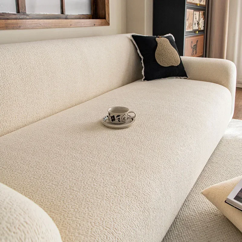 Japanese Solid Sofa Cover for Four Seasons Elastic Dustproof Armchair Protector 1/2/3/4 Seater Pet Friendly Couch Slipcover
