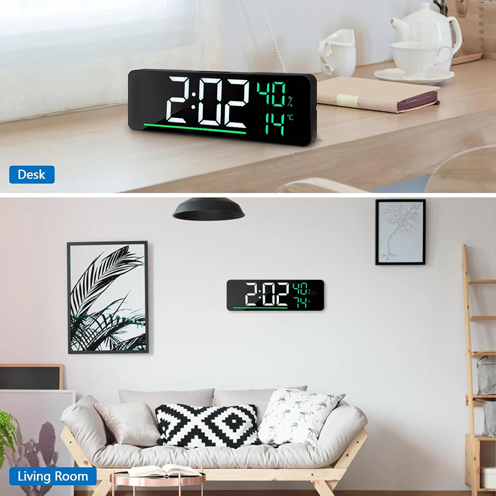 LED Digital Wall Clock with Temperature Humidity Super Size 9.5"Desk  Alarm Clock for Bedroom Living Room Office Smart Home gallery 4
