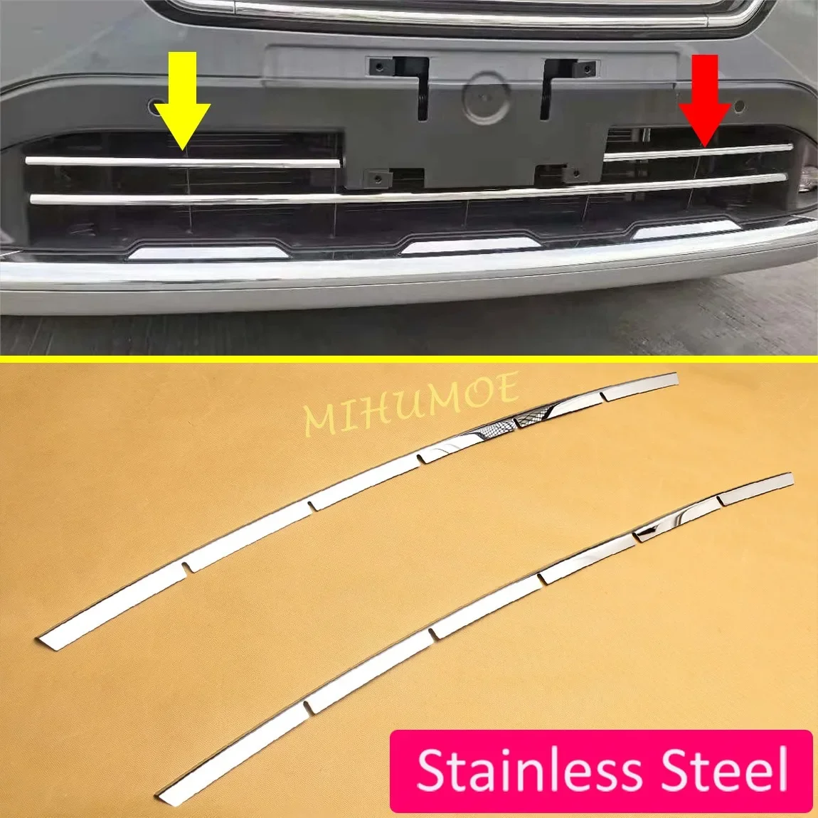 Stainless Steel Front Bumper Grill Grille Strips Trims Moulding For Nissan Rogue X-Trail T33 2021 2022 2023