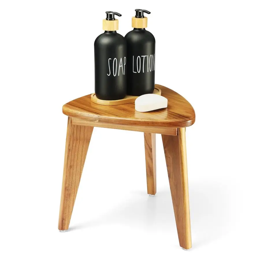 

Shower Stool, Teak Shower Bench, 12 Spa Shower Foot Rest for Shaving Legs, Waterproof Wood Chair for Inside Shower, Organizer Wo