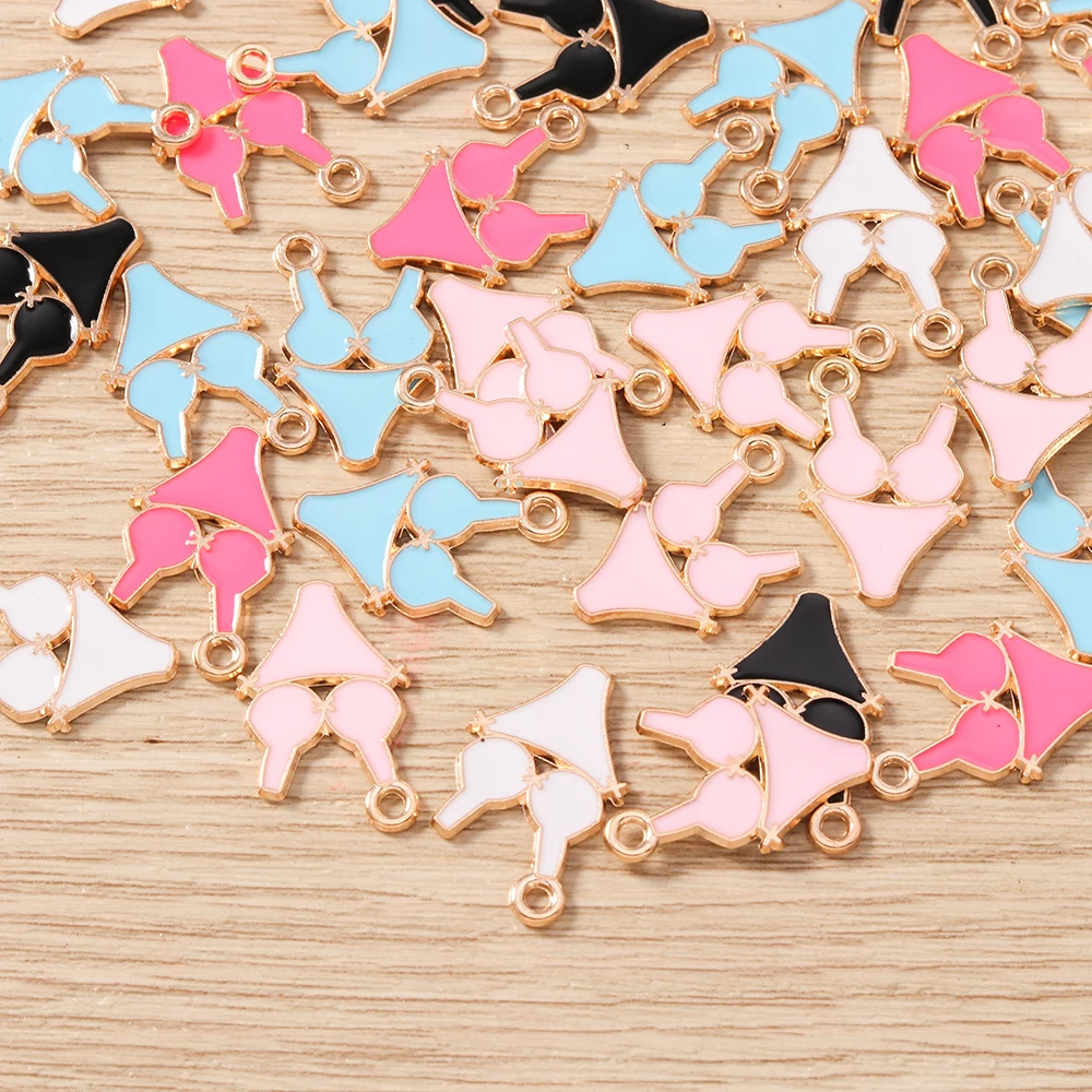 Tusember 20pcs 13x20mm Colorful Sexy Bikini Charms Pendants for Jewelry Making Accessories DIY Vacation Necklace Bracelets Craft