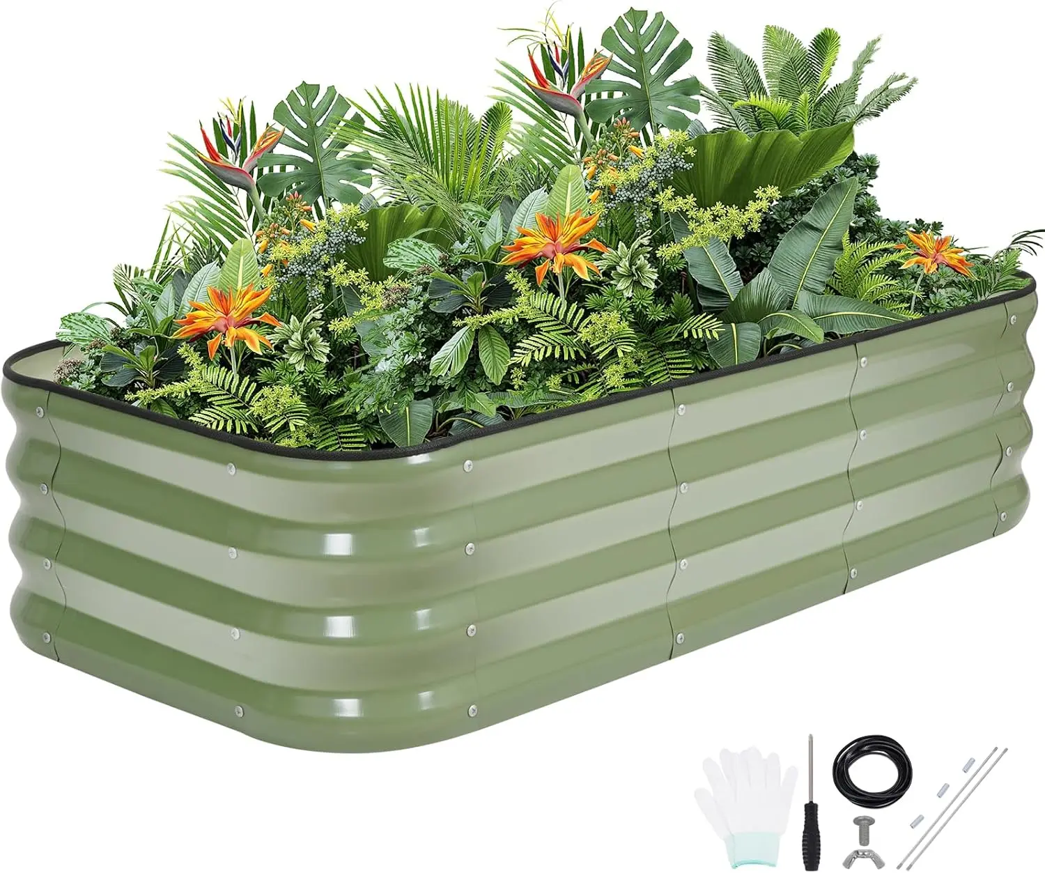 

12" tall 4x2x1ft 3x3x1ft 5x1x1ft Galvanized Metal Raised Garden Bed Planter Box for Plants, Vegetables, Flowers