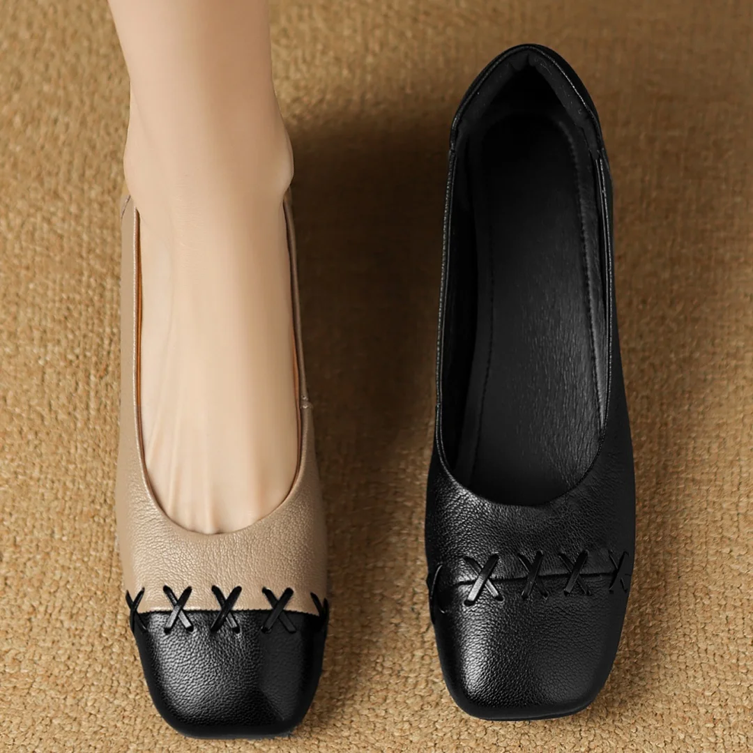 

Женские слипоны из овчины разных цветов в стиле пэчворк с квадратным носком на плоской подошве толщиной 3 см, повседневная женская обувь высокого качества на низком каблуке, мягкая удобная обувь