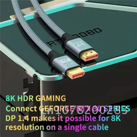 

Displayport Cable 8K, Bidirectional Anmck Steady Transmission DP to DP 1.4 8K@60Hz Cable UHD Nylon Braided Display Port Lead