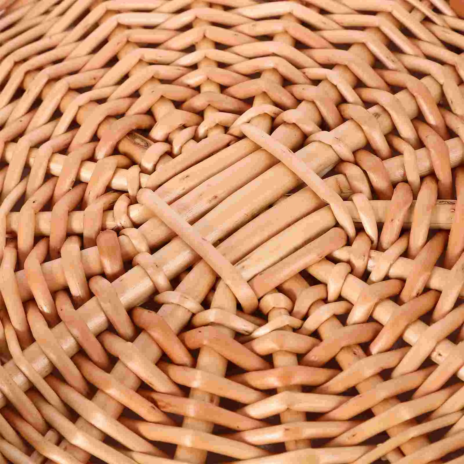 Foldable Picnic Basket Wicker Tray Decor Daily Supplies Multi-function Storage Shopping Bins with Lids