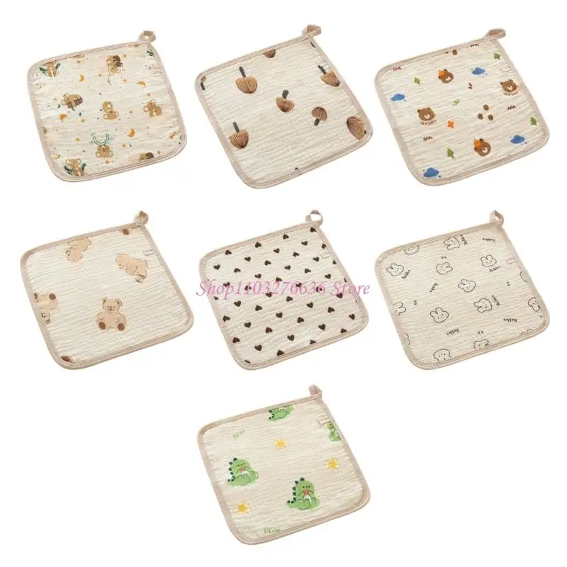 

R6FD Infant Bib Super Absorbent Multipurpose Cotton Teething Bib Cartoon Burp Cloth