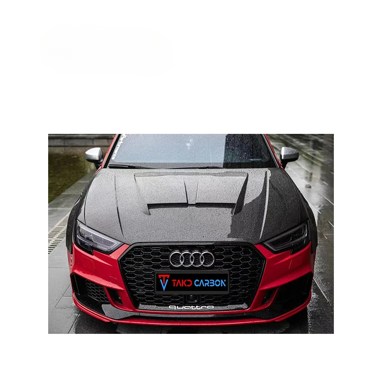 TAKD CARBON Brand Extremely Light Weight Universal Rear Spoilers Dry Carbon Fiber Engine Hood Bonnet For AUDI A3 S3