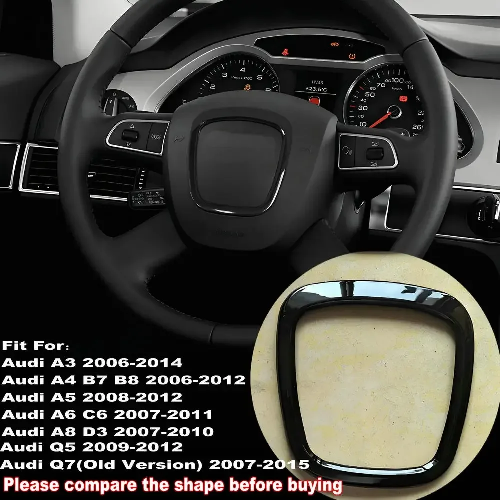 1Pcs For Audi A4 B6 B7 B8 A6 C6 A5 Q7 Q5 A3 8P S3 ABS Auto Steering Wheel Center Panel Logo Frame Decorative Circle