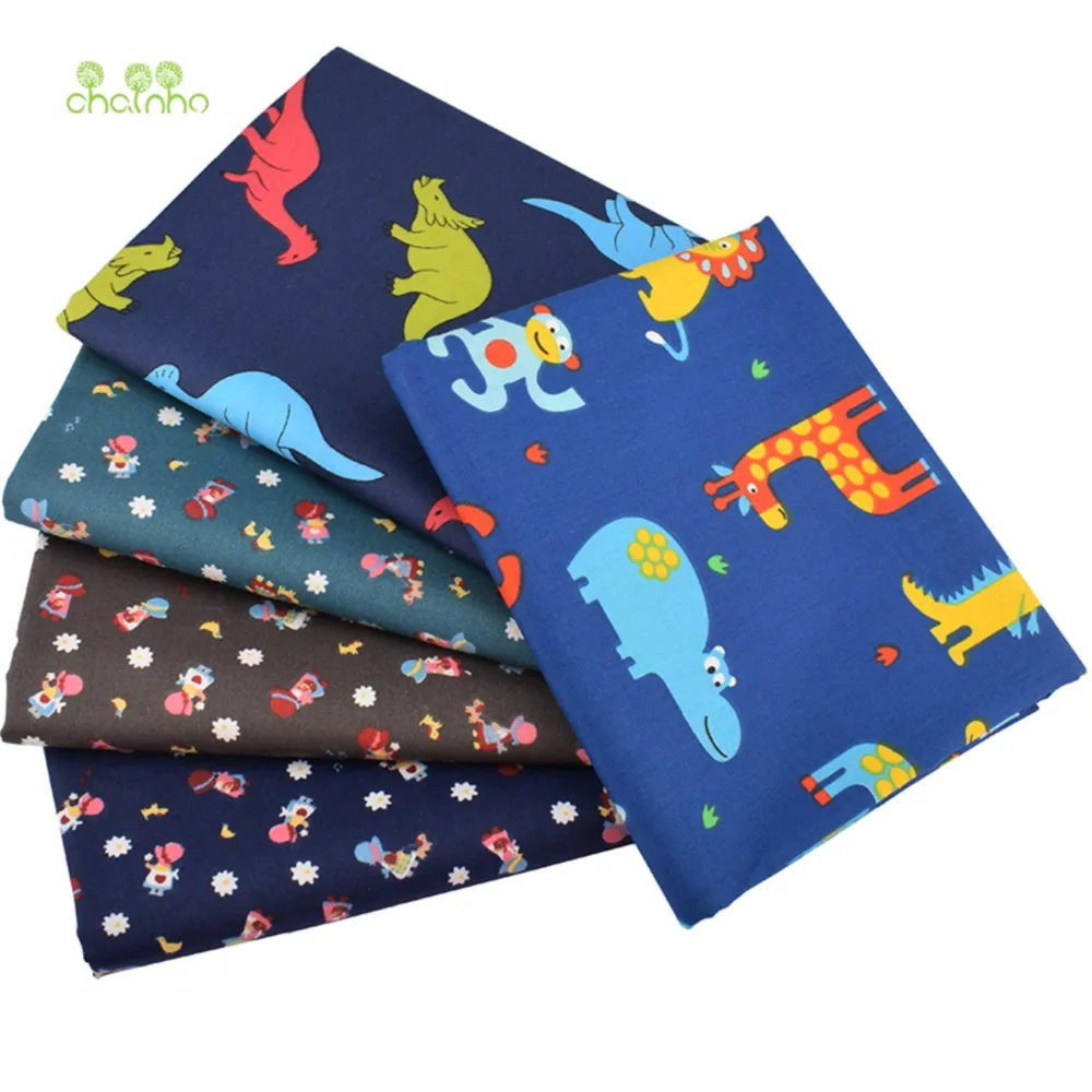 Chainho,Printed Twill Cotton Fabric,Patchwork Cloth,DIY Sewing & Quilting Material,Dark Cartoon Series,5 Designs,3 Sizes,CC037