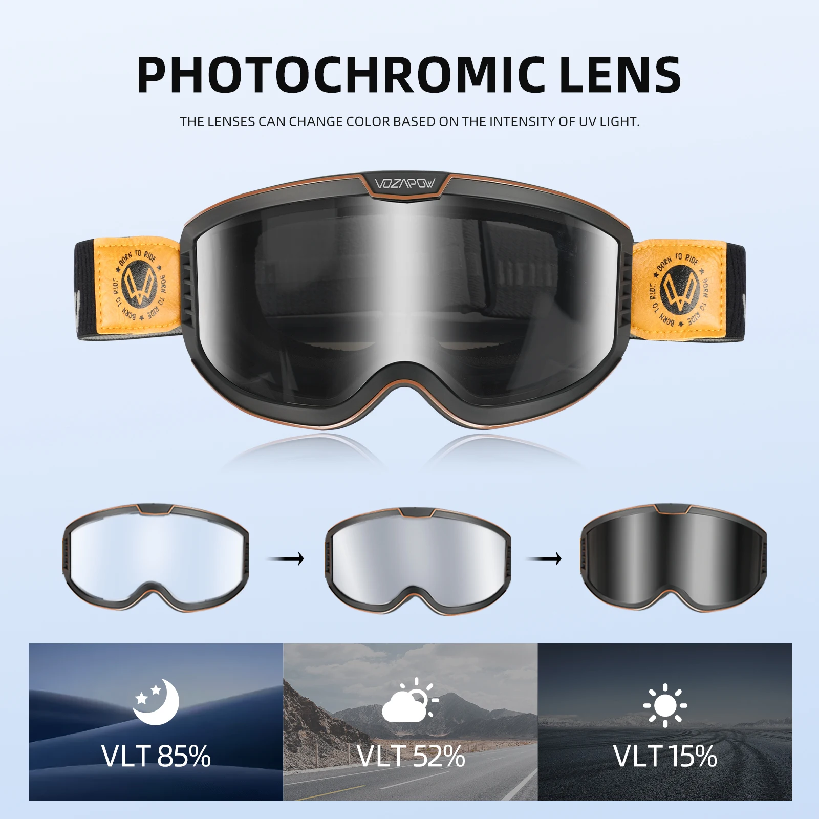 motorcycle riding glasses anti fog goggles windproof uv protection strap helmet Cycling & Skiing Motocross Goggles – Anti-Fog, Dust & UV  main image 4