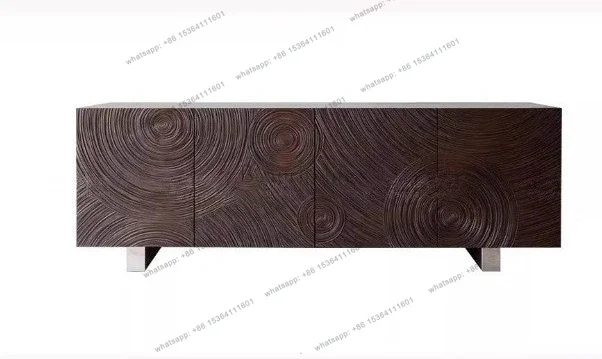 LXMedieval solid wood dining side cabinet against the wall, light luxury high-end sense, retro storage entrance cabinetSSS