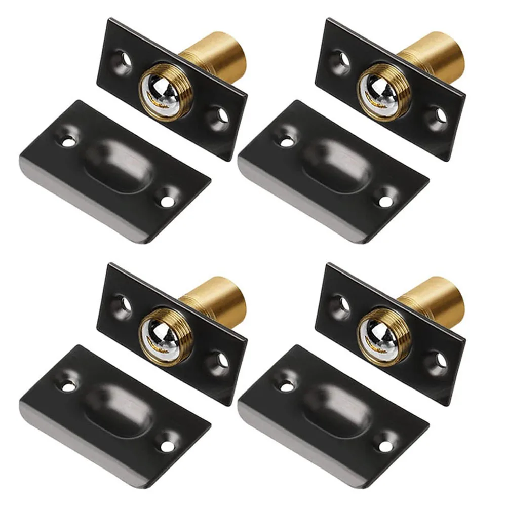 Invisible Drive In Ball Catch Door Latch Adjustable Tension For Closet Cabinet Interior Door Hardware Stainless Steel Black