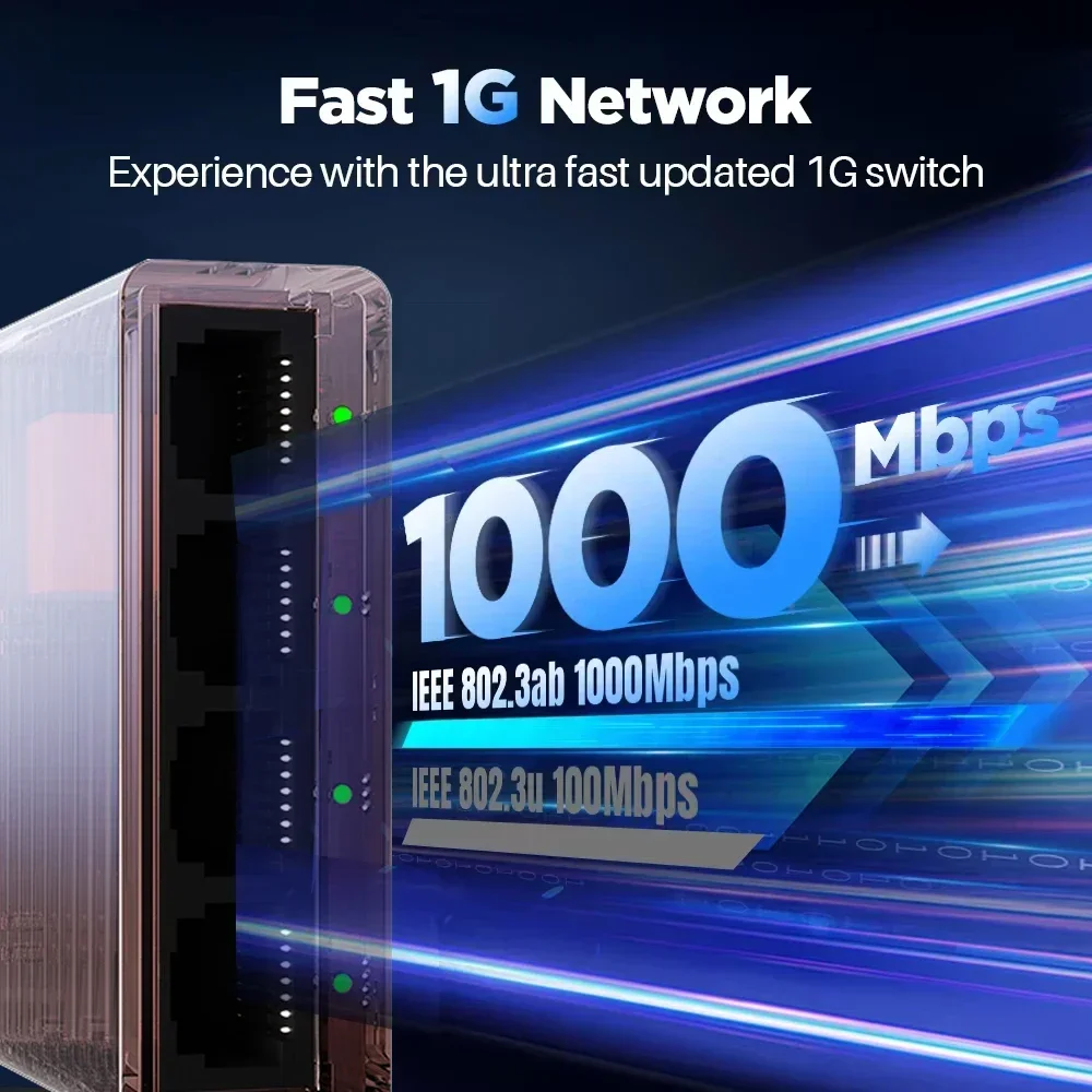 1000Mbps محول الشبكة 5 منافذ RJ45 LAN مهايئ توزيع كامل/نصف دوبلكس الإنترنت الفاصل إيثرنت الذكية الجلاد لجهاز التوجيه PC