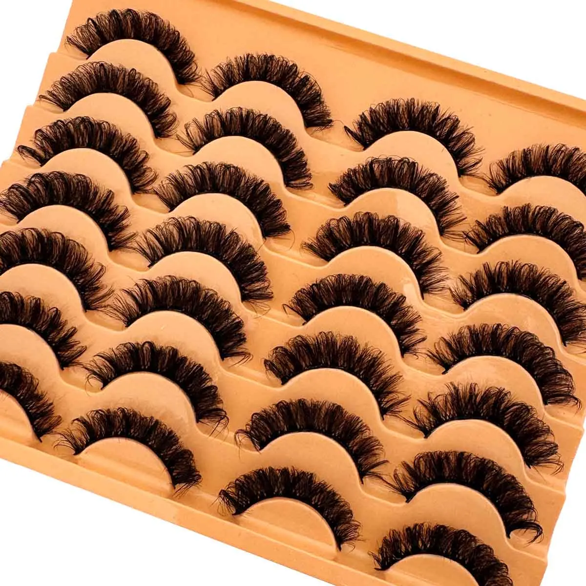 14 زوجًا من الرموش الصناعية الطبيعية مع لفات روسية، لفات DD من رموش عين القط، لفات 6D مرنة على شكل متقاطع من الناعم