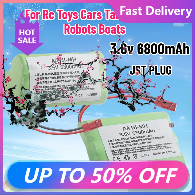 

【Fast Delivery】Upgrade 3.6v 6800mAh NiMH Battery with JST PLUG for Rc Toys Cars Tanks Trucks Robots Boats AA Ni-MH 3.6v Battery